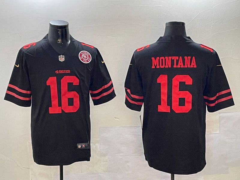 Men San Francisco 49ers #16 Montana Black Second generation 2024 Nike Limited NFL Jersey style 01089->san francisco 49ers->NFL Jersey